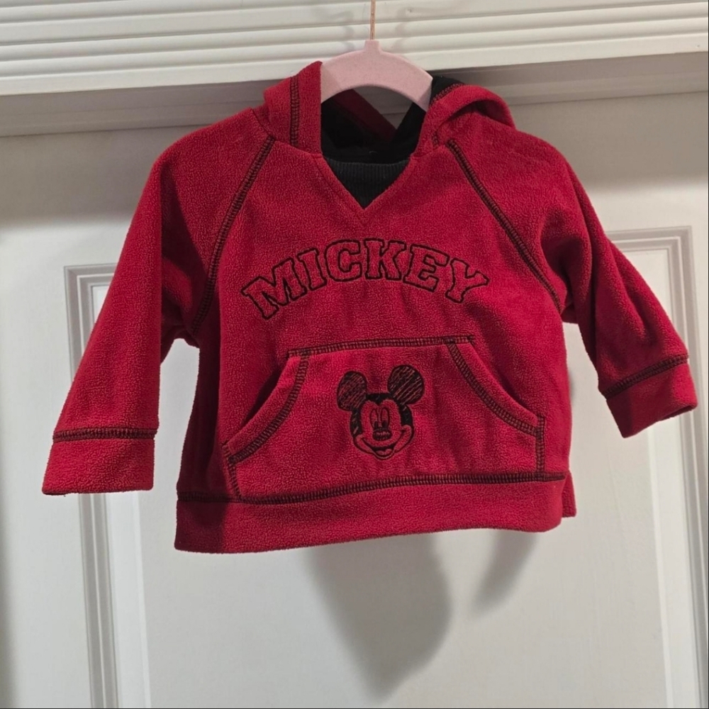 Disney Baby Mickey Mouse Pullover Hoodie | 3–6M | Red Fleece